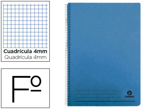 Caderno espiral liderpapel folio 100 f quadricula de 4 mm capa azul com margem 70 grs , Liderpapel , 27781 , 8423473560437